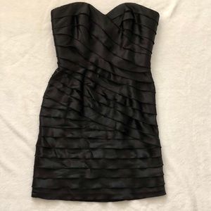 Strapless Ruffled Little Black Dress